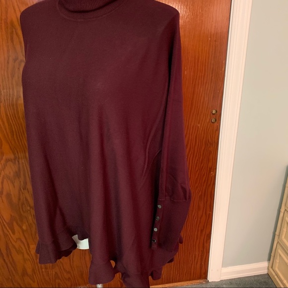 ALFANI Turtleneck Ruffle Poncho Style Sweater - Picture 10 of 14